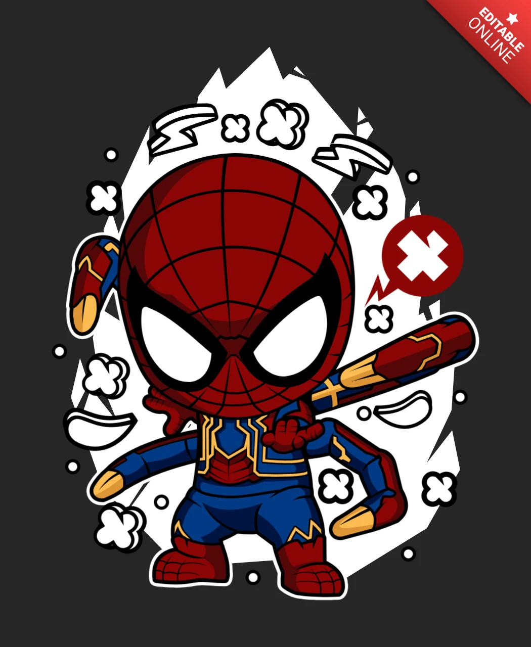 Modèle de conception d'affiche de culture pop de personnage de dessin animé Iron Spider-Man