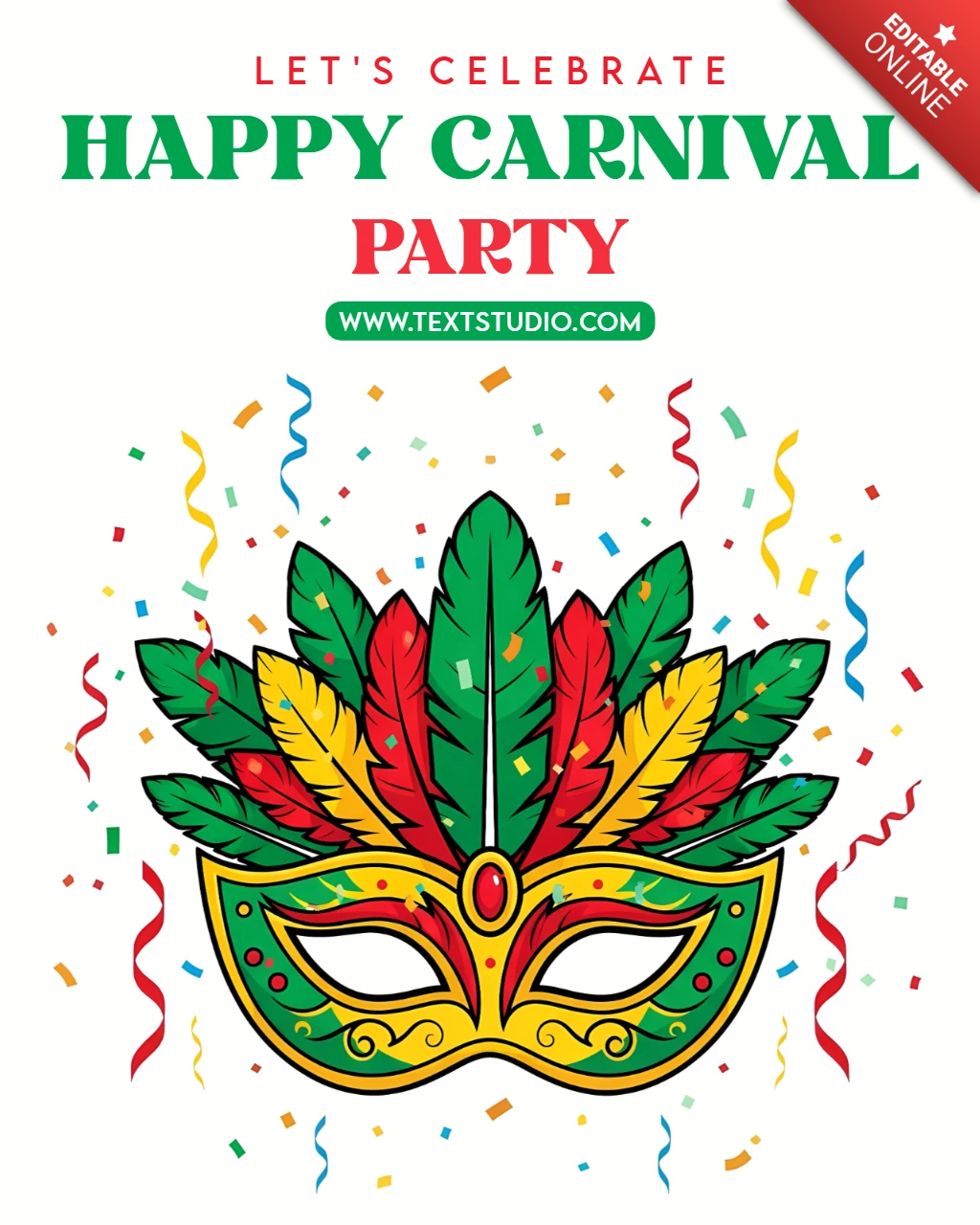 Modèle de design de masque de carnaval coloré pour invitations de fête