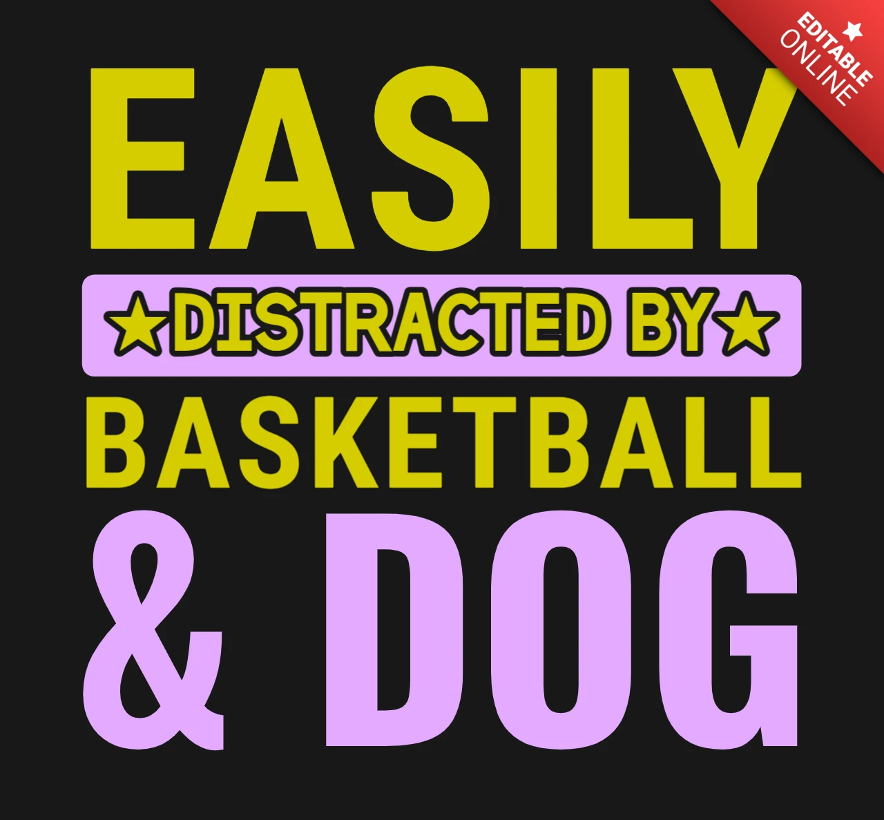 Facilement distrait par le basket-ball et le chien modèle de conception de merchandising