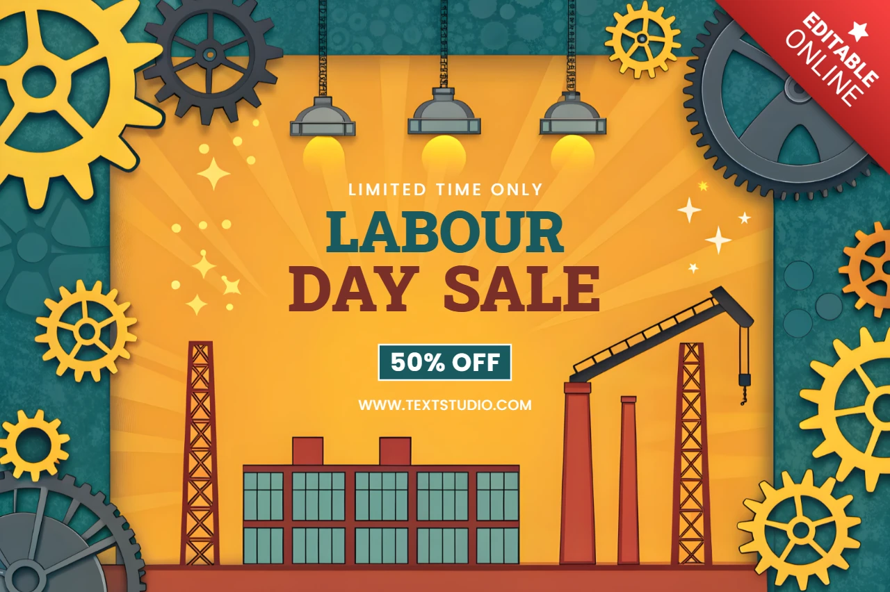 Industrial Style Labour Day Sale Template Design for Promotion