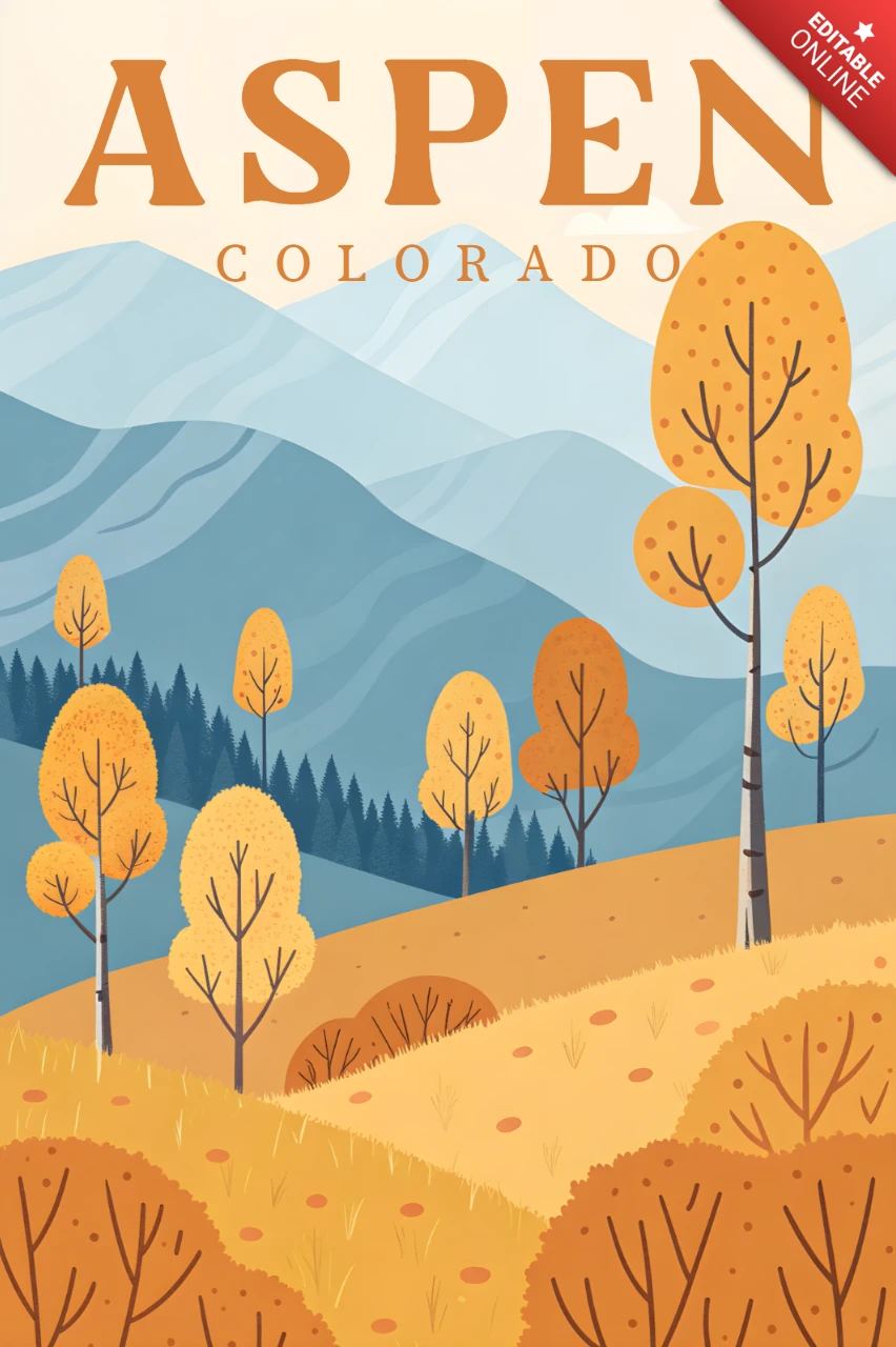 Vintage-Landschaftsdesign-Vorlage für Aspen Colorado Poster