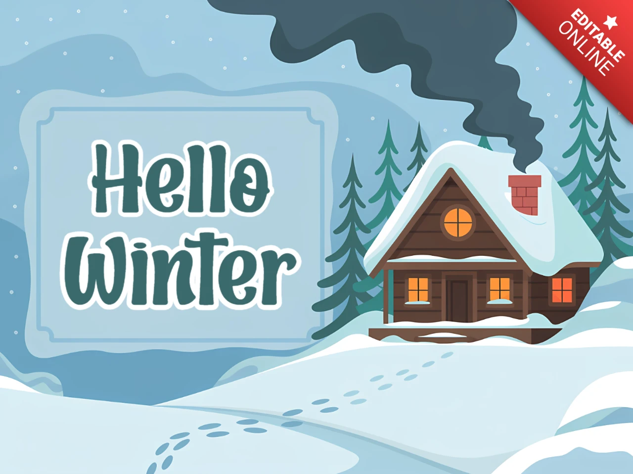Winterhütten-Designvorlage für Grußkarten
