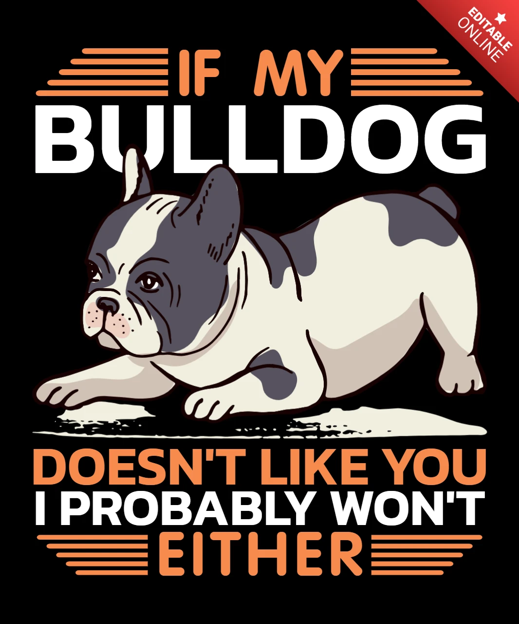 Verspielte Bulldogge Designvorlage für Tierliebhaber