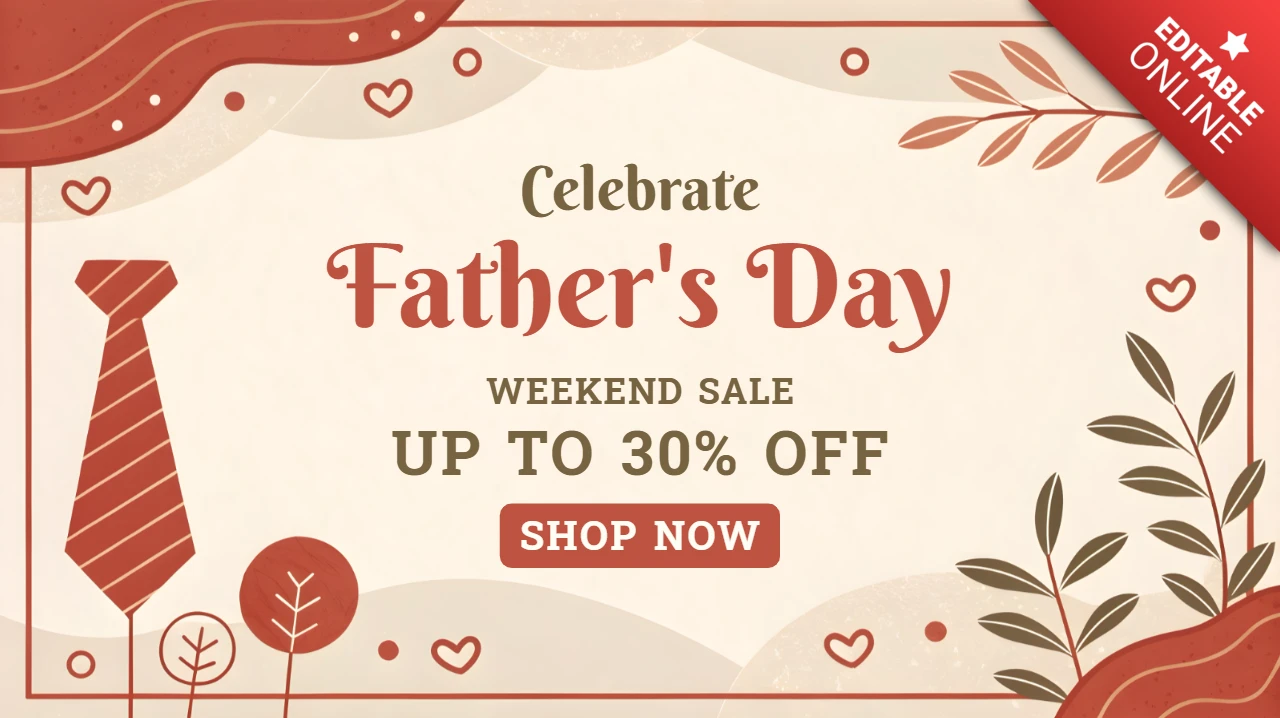 Father's Day Celebration Design Template with Vintage Floral Elements