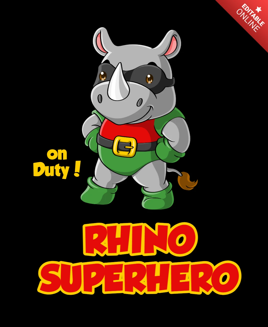 Rhino Superhero Design Template for Kids' Parties