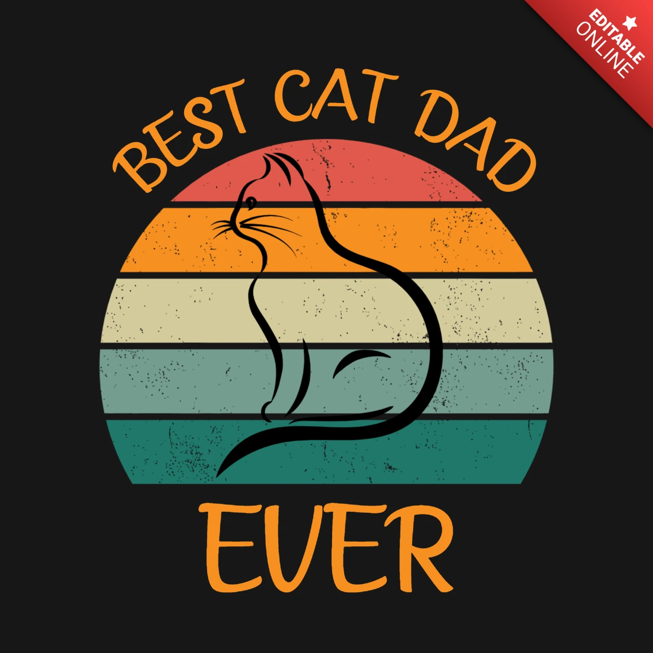 Best Cat Dad Ever T-Shirt Design Template