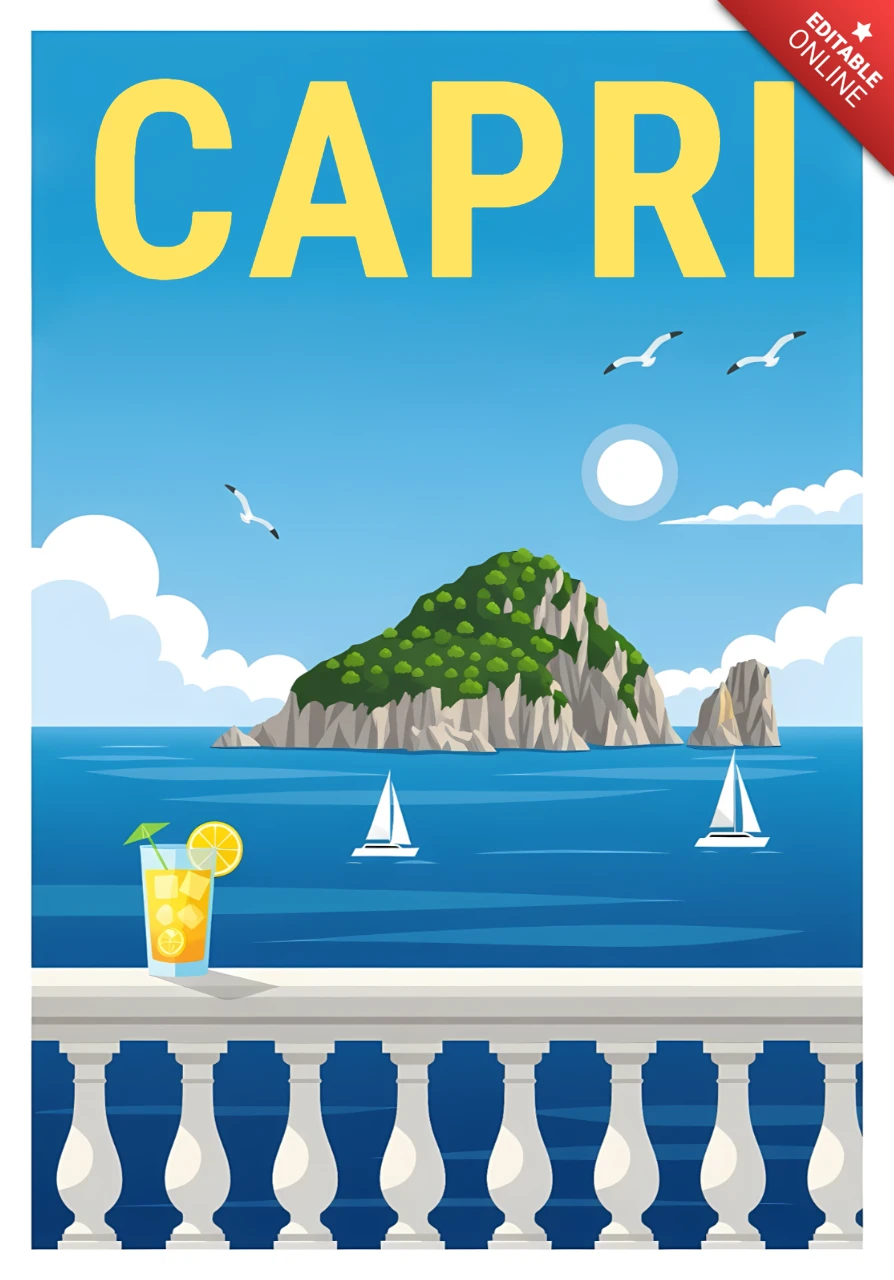 Capri illustratie ontwerpsjabloon voor reisposters