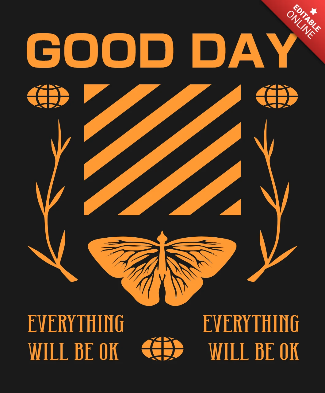 Butterfly Stripes Design Template for Inspirational Apparel