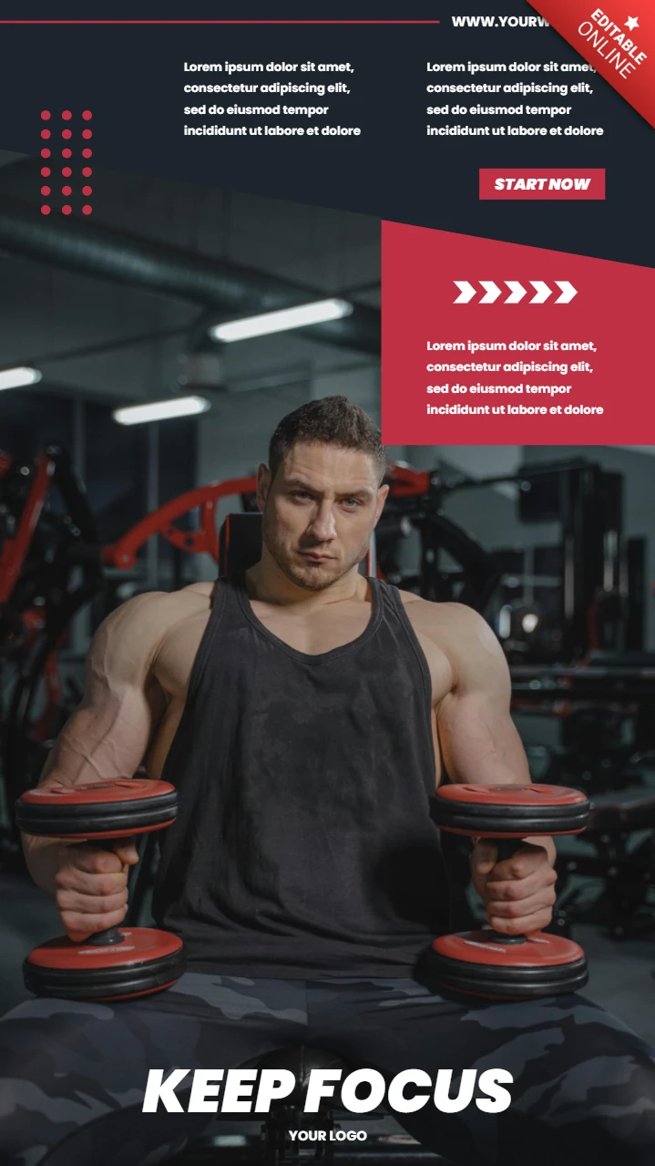 Mantieni il modello di progettazione del post della storia di Instagram della palestra del body builder