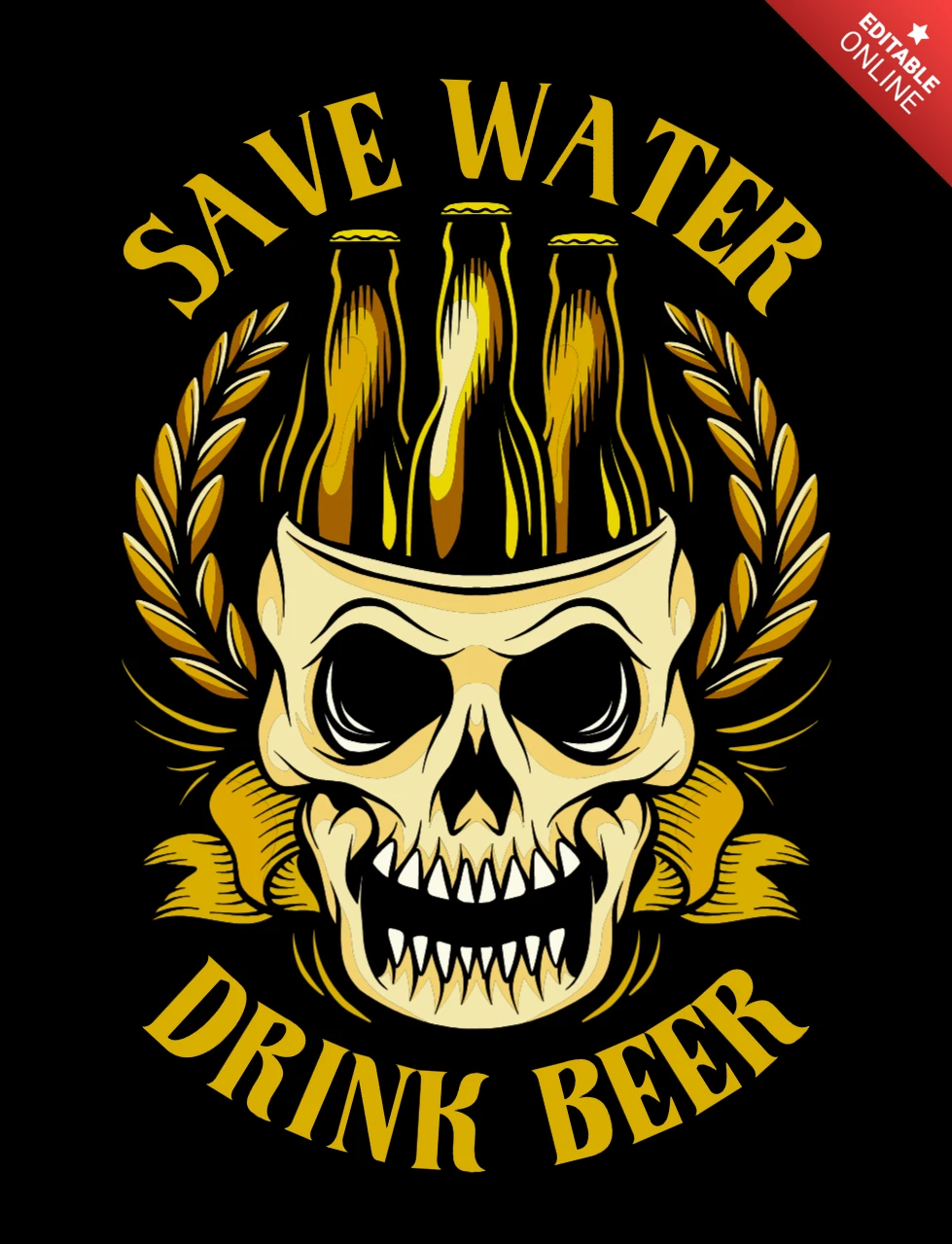 Salve água, beba cerveja, frase engraçada para amantes de cerveja com vibe de bar retrô para template de design de camiseta de festa.