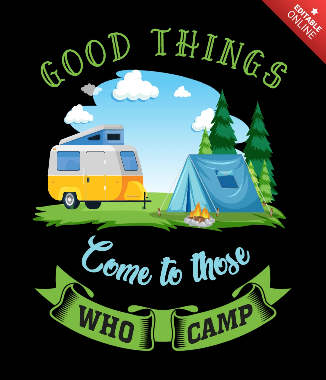 Gute Dinge mit camping t-shirt design vorlage