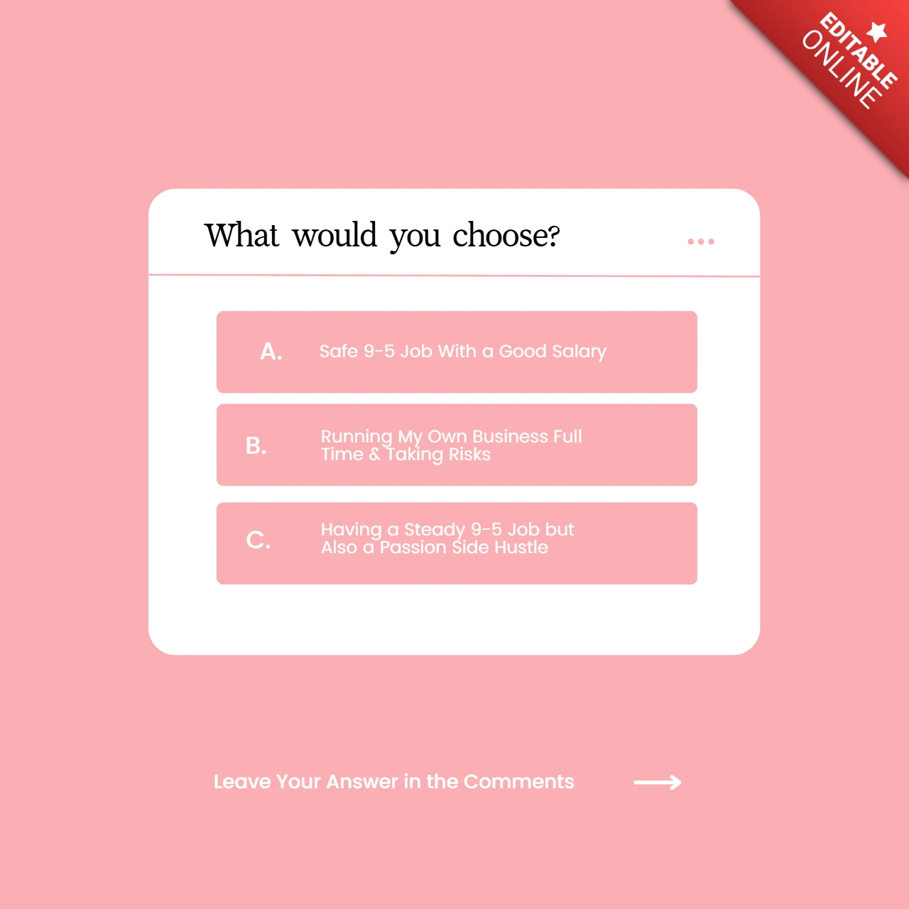 Career Choice Poll Instagram Post Design Template