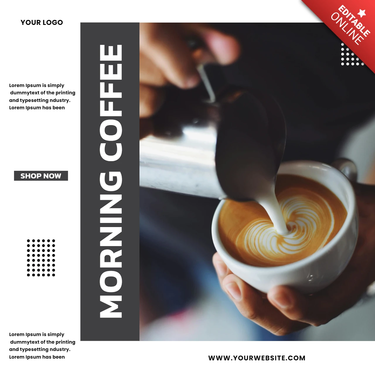 Ontwerpsjabloon voor social media-posts voor koffie 's ochtends