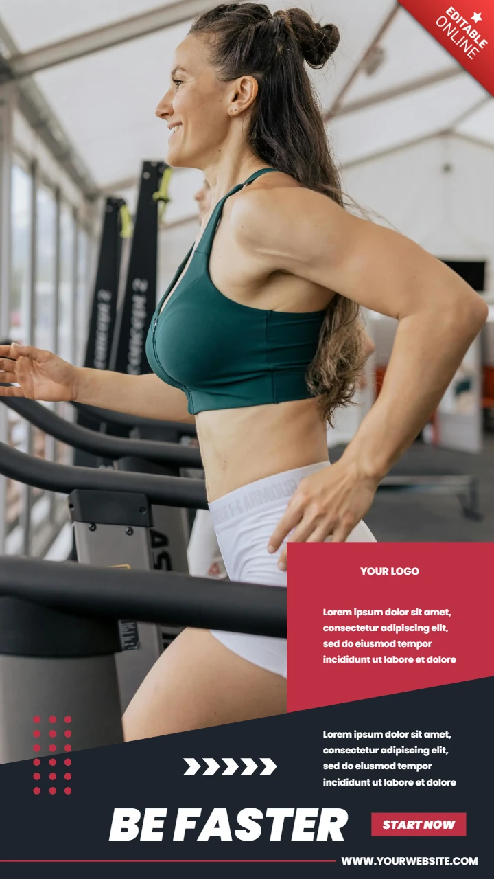 Woman Running Instagram Story Post Design Template