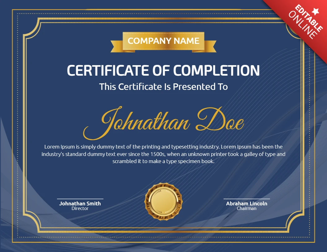 Luxury Elegant Professional Certificate Post Design Template