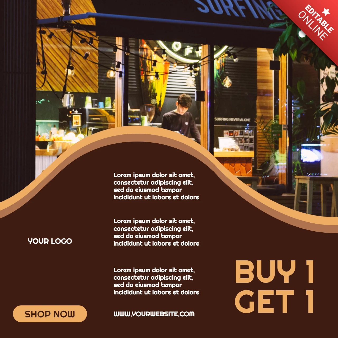 Buy 1 get 1 coffee sale instagram post design template
