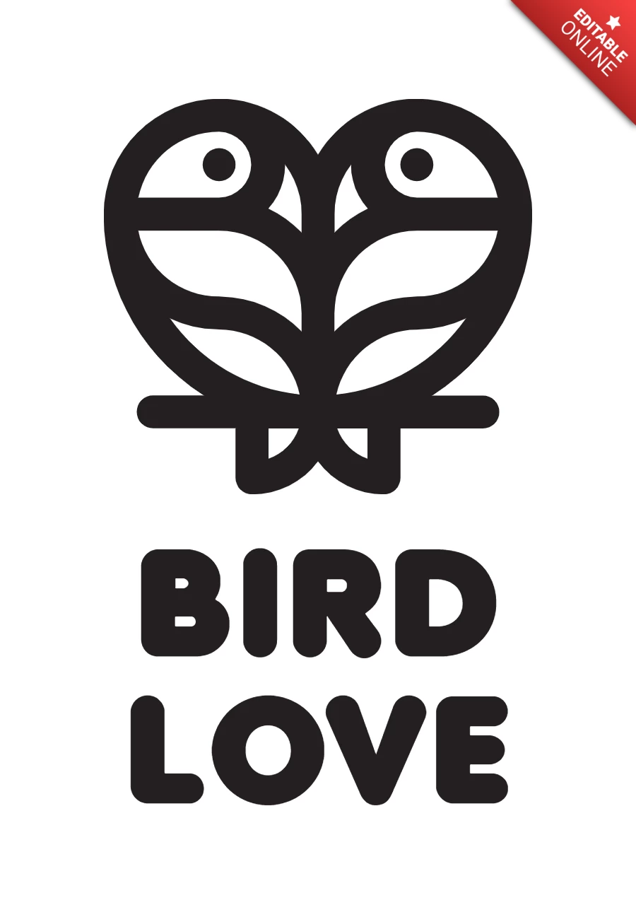Modello di logo Bird Love nero