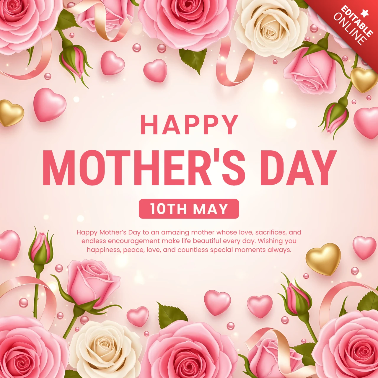 Luxury Rose Floral Mother’s Day Greeting Card Template