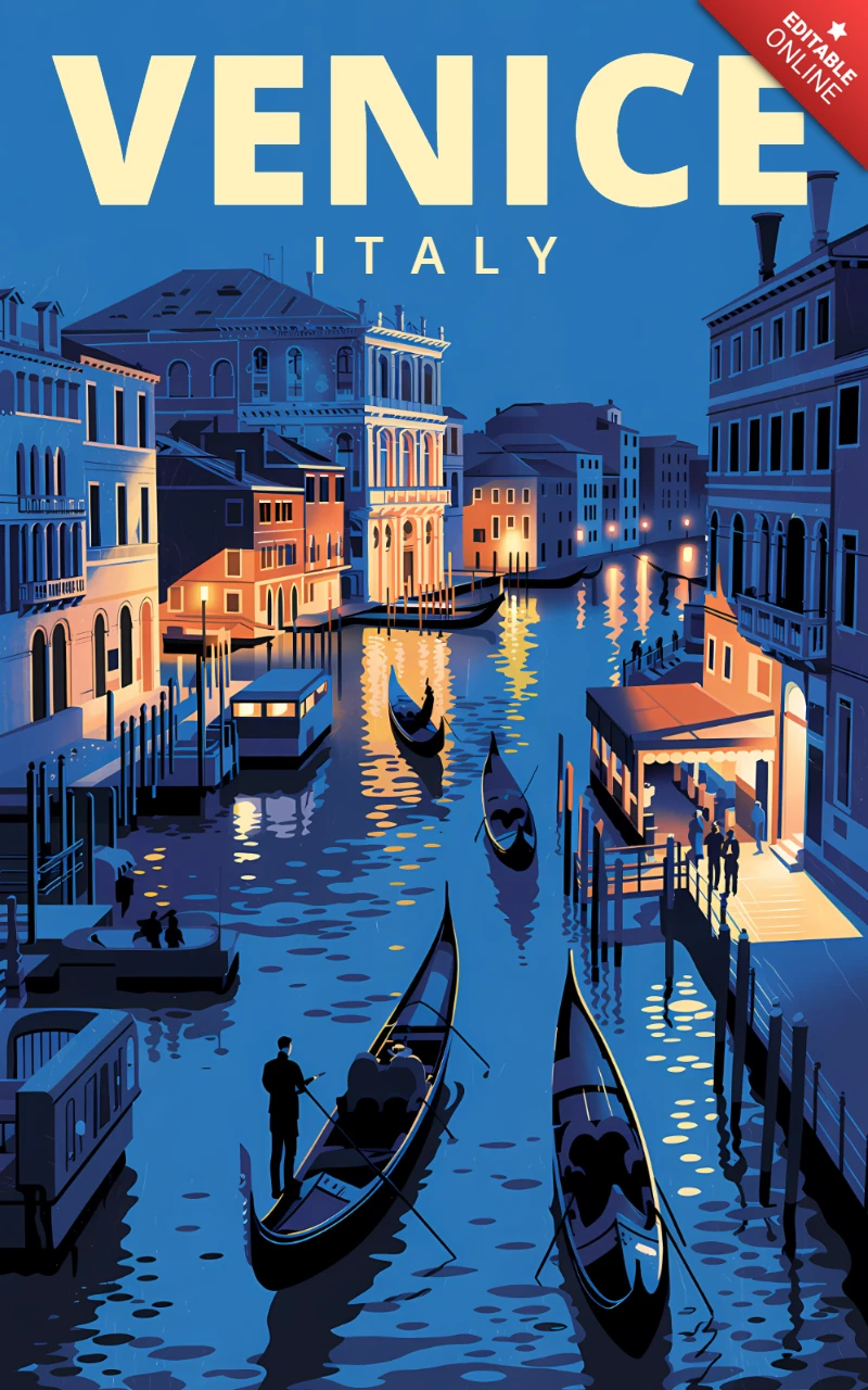 Venetië Italië retro ontwerp sjabloon voor reisposters