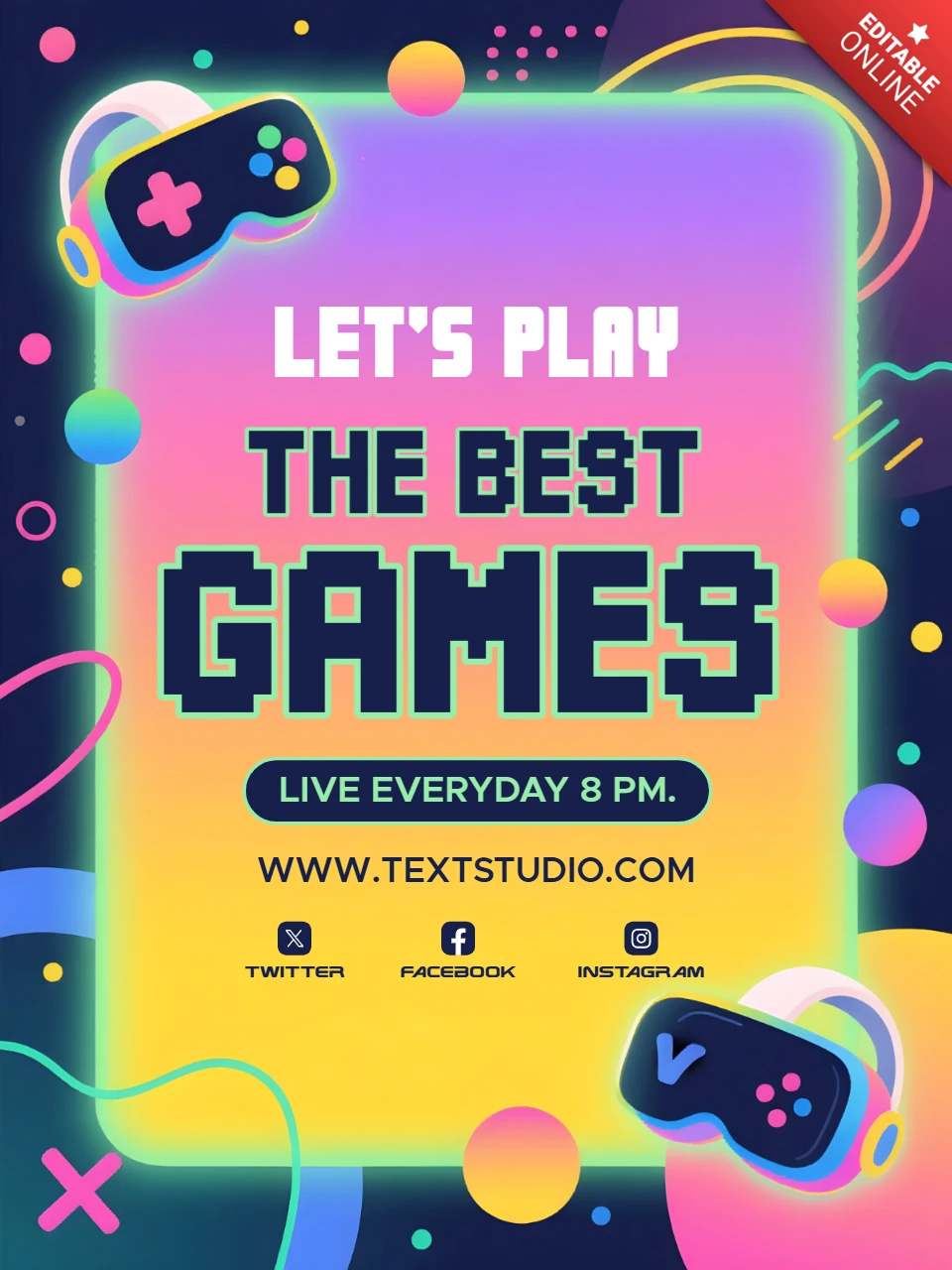 Buntes Gaming-Event-Template mit Retro-Design für Poster