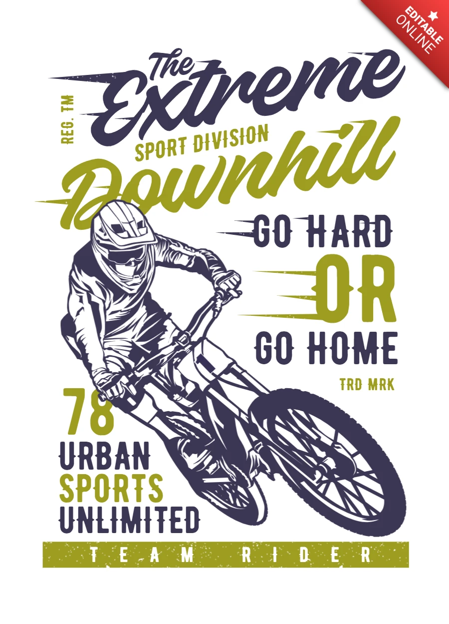 The Extreme Downhill T-shirt Design Template
