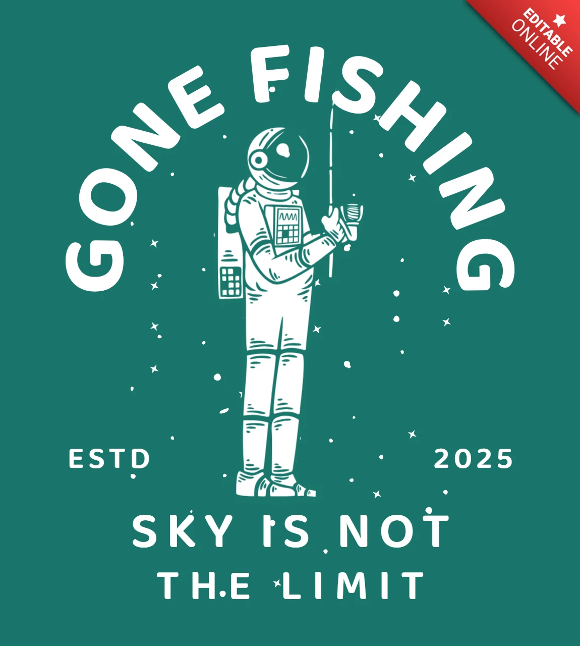 Astronaut Doing Fishing Vintage T-shirt Design Template