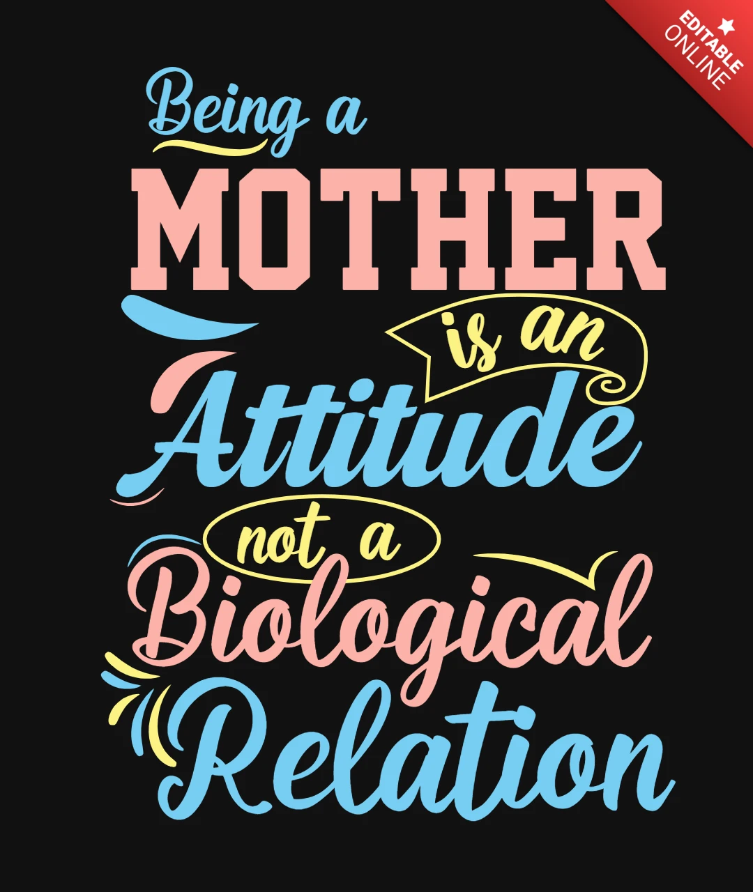 Quote For Mothers Day Typography T-Shirt Design Template