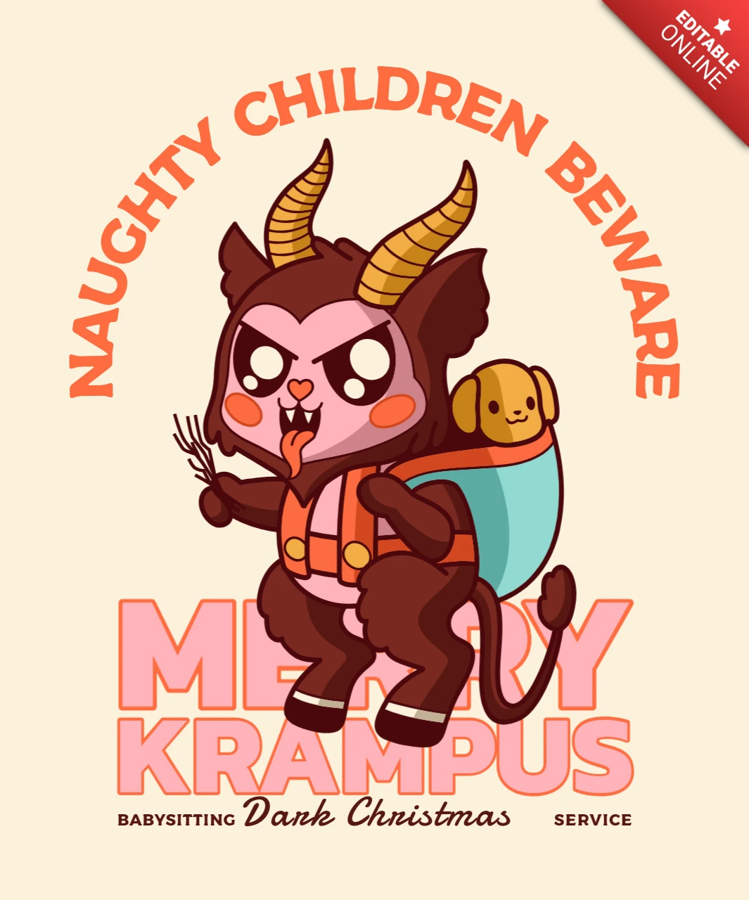 Modèle de t-shirt krampus pour enfants méchants