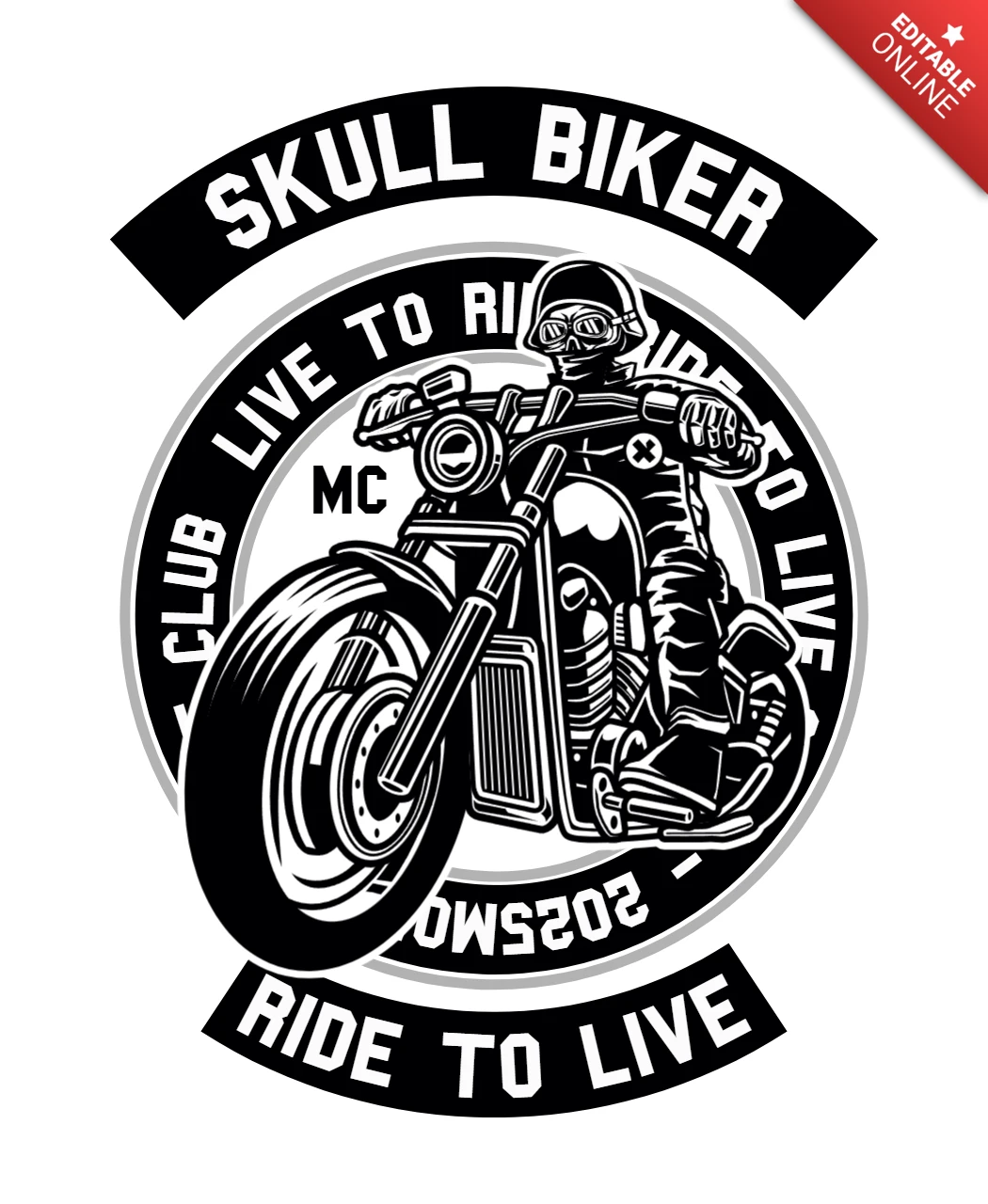 T-Shirt-Designvorlage für Biker mit Totenkopf