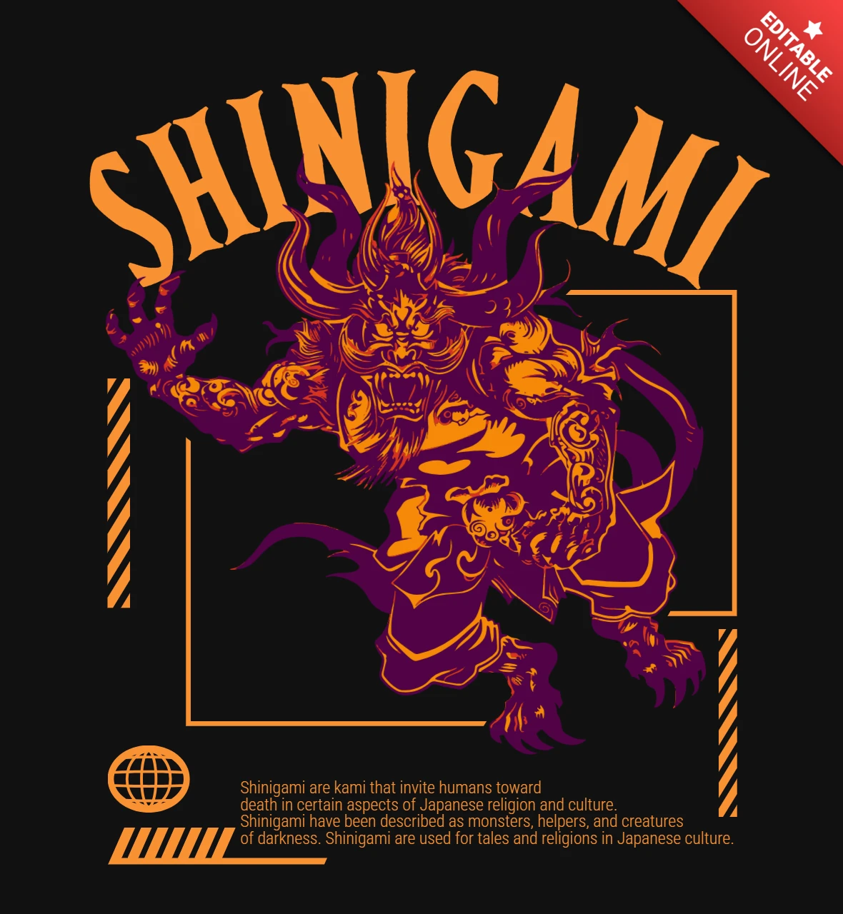 Shinigami japanischer Gott des Todes Streetwear T-Shirt Design Vorlage