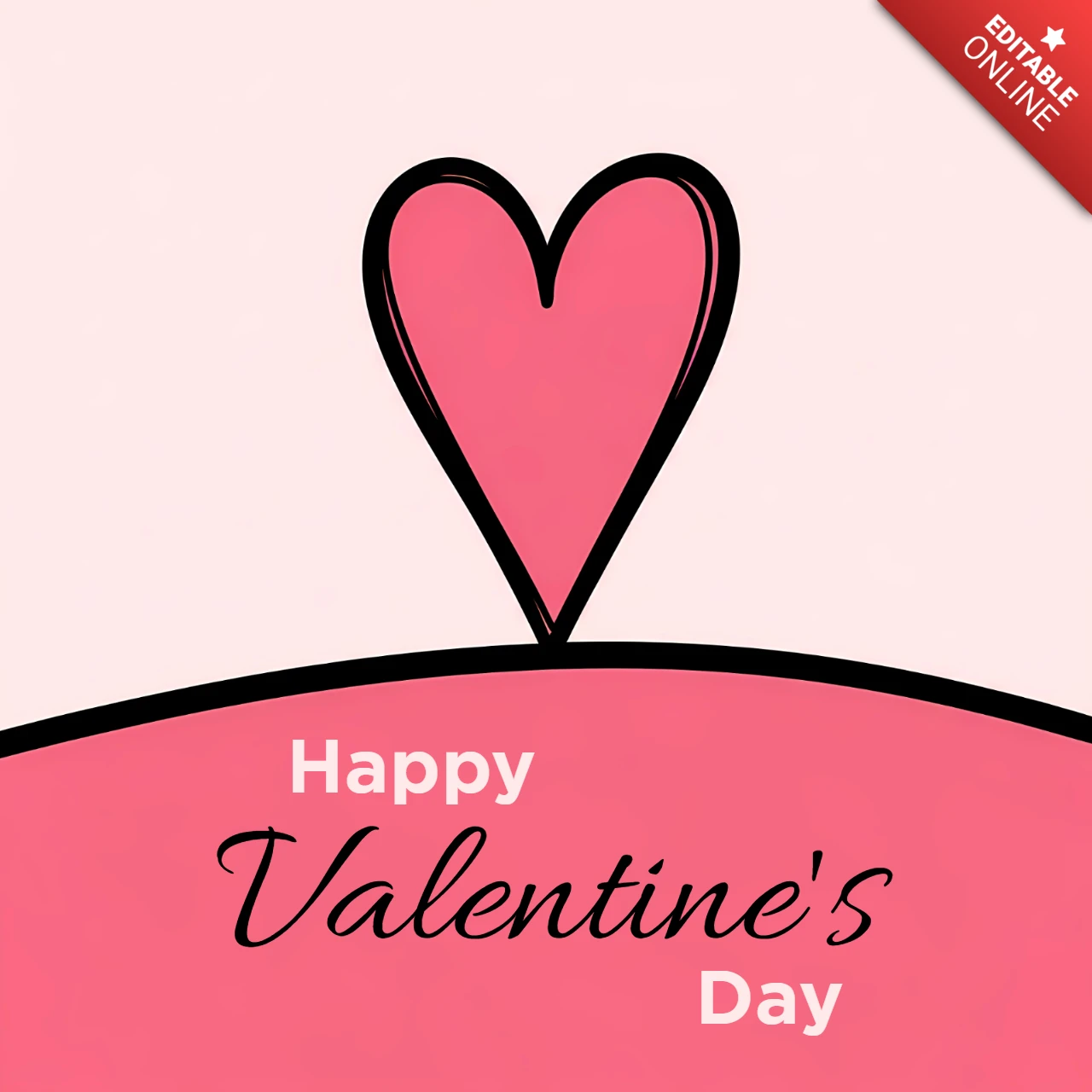 Plantilla de diseño de corazón para tarjetas de felicitación del día de San Valentín