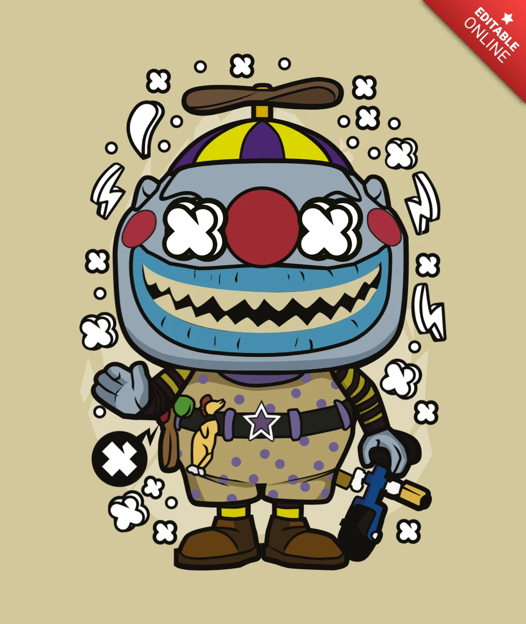 Modèle de t-shirt pop Clown nightmare before christmas