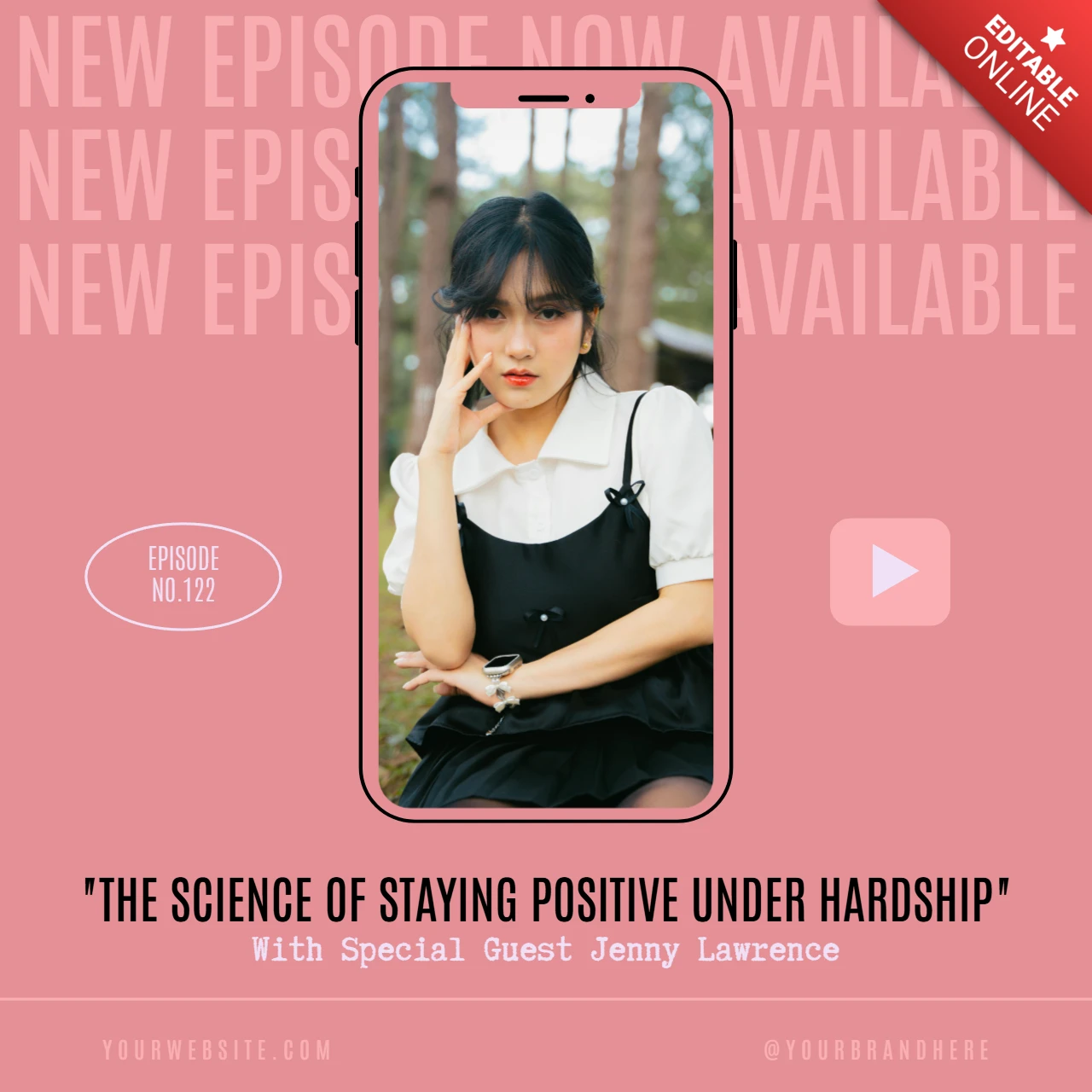 Rester positif podcast instagram post design template