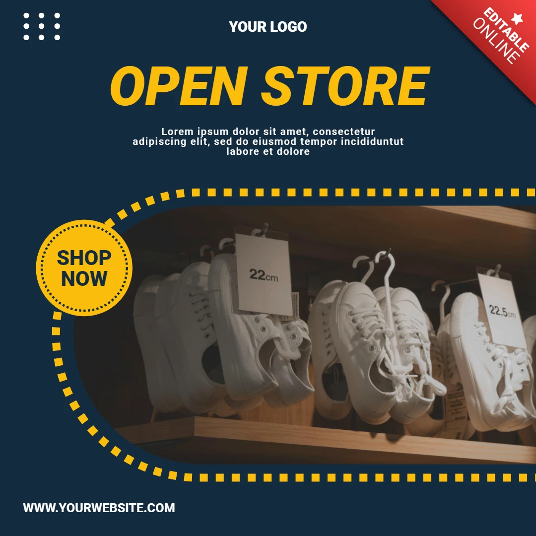 Open store streetwear sneakers sale instagram post design template