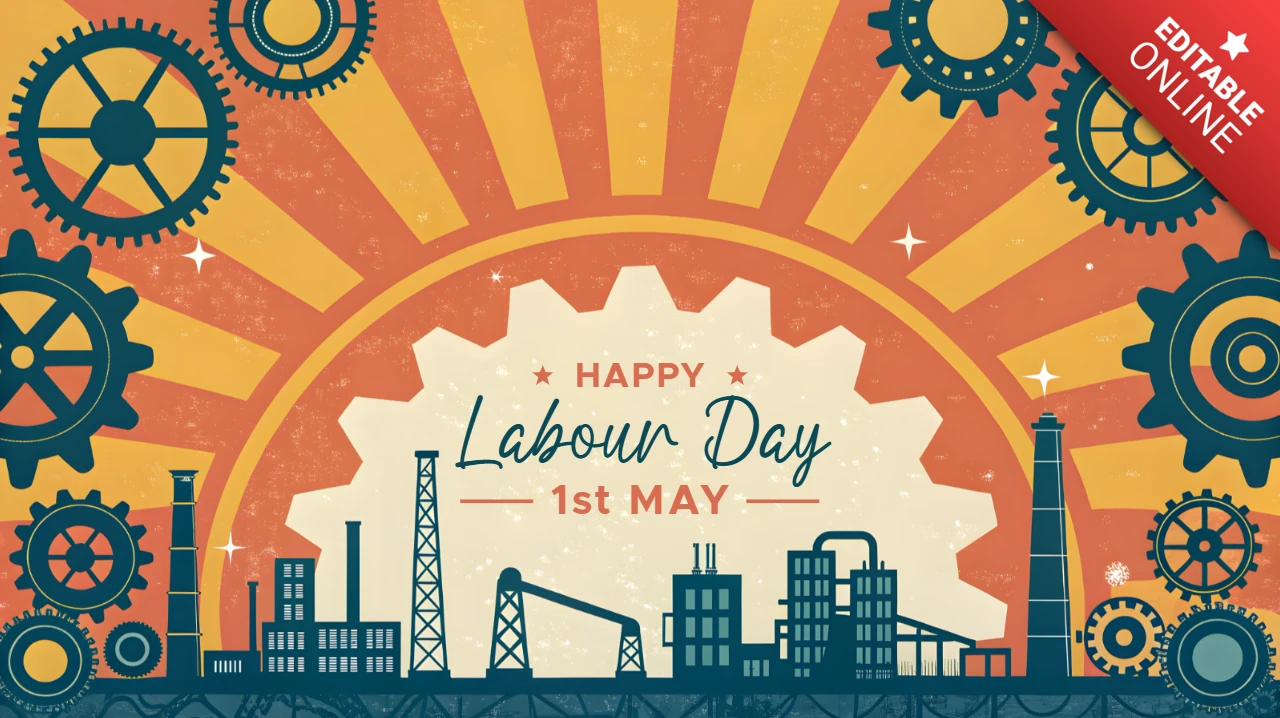 Vintage Industrial Design Template for Happy Labour Day Celebration