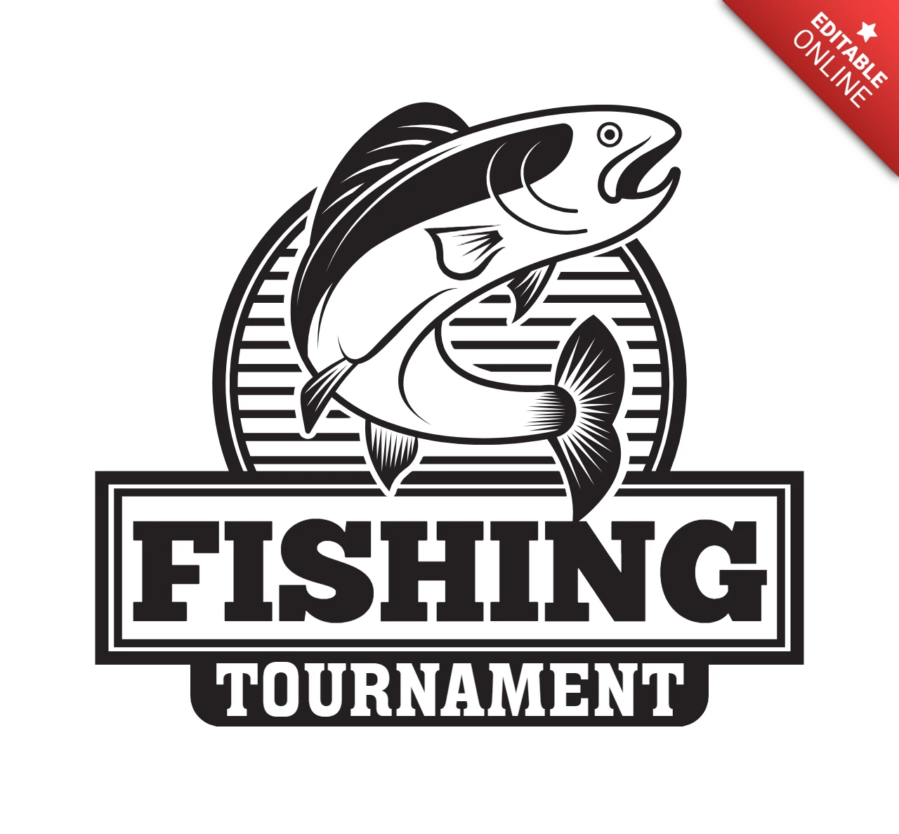 Modelo moderno de design de logotipo de torneio de pesca de verão