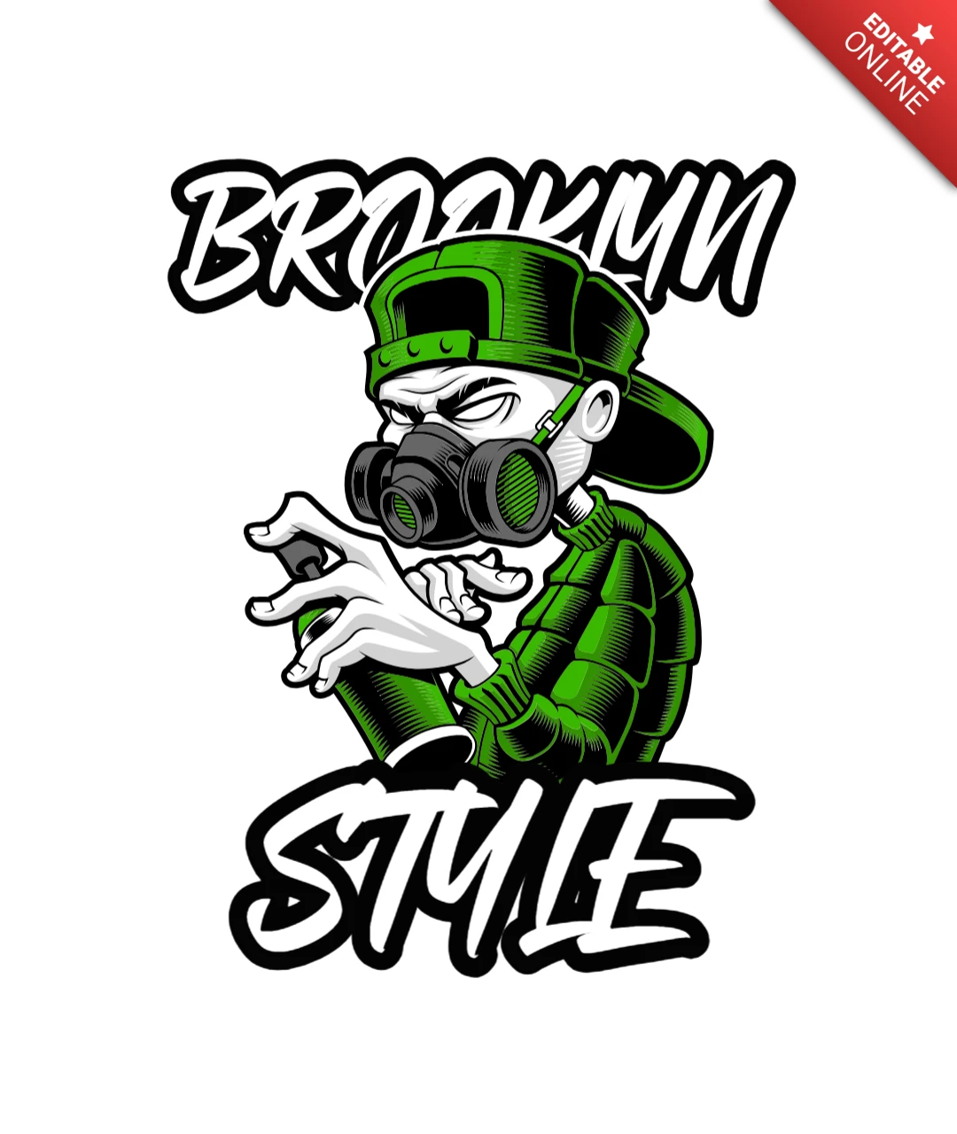 Graffiti Artist Monochrome T-Shirt Design Template