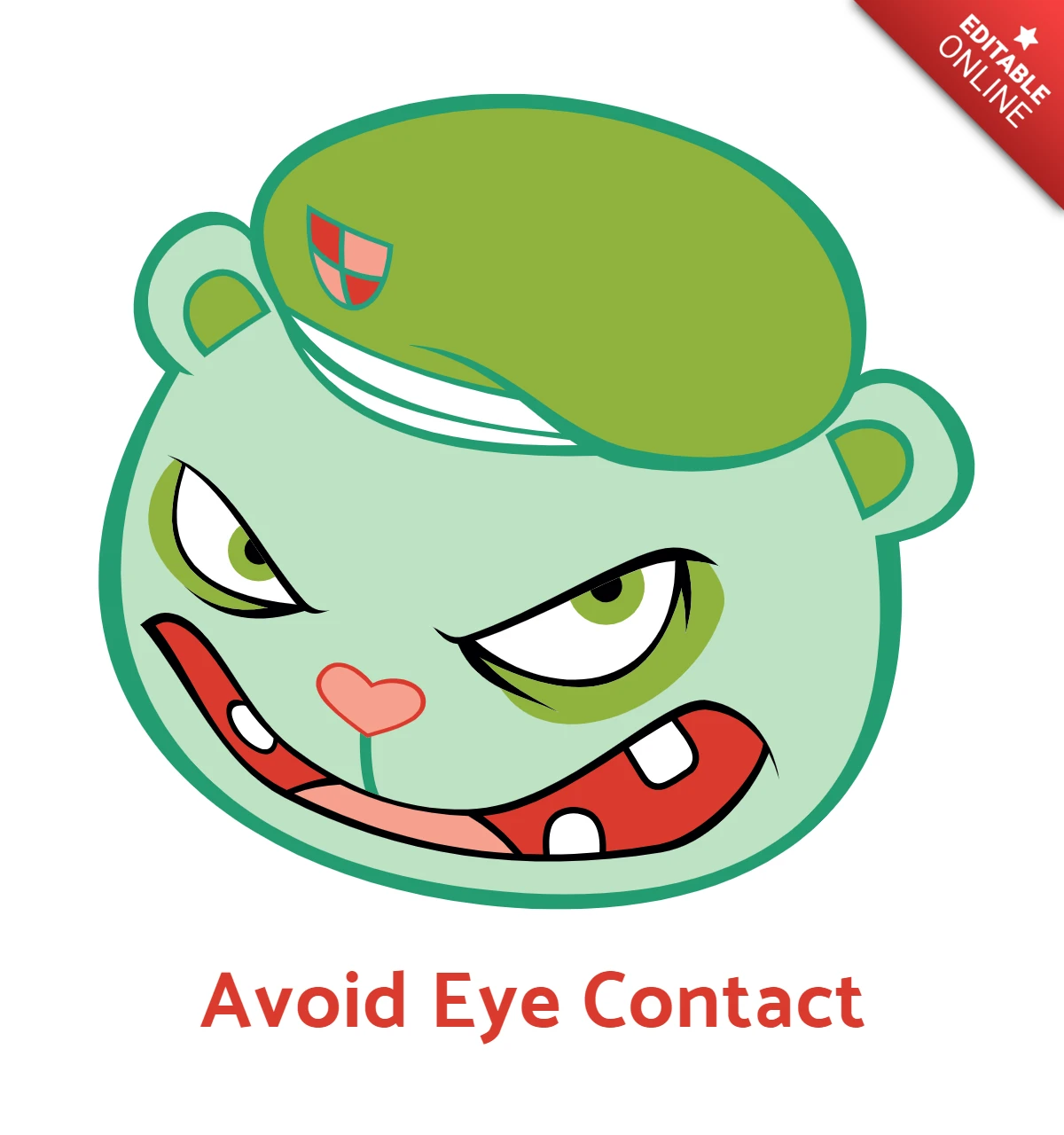 Vermijd oogcontact boze teddybeer cartoon t-shirt sjabloon