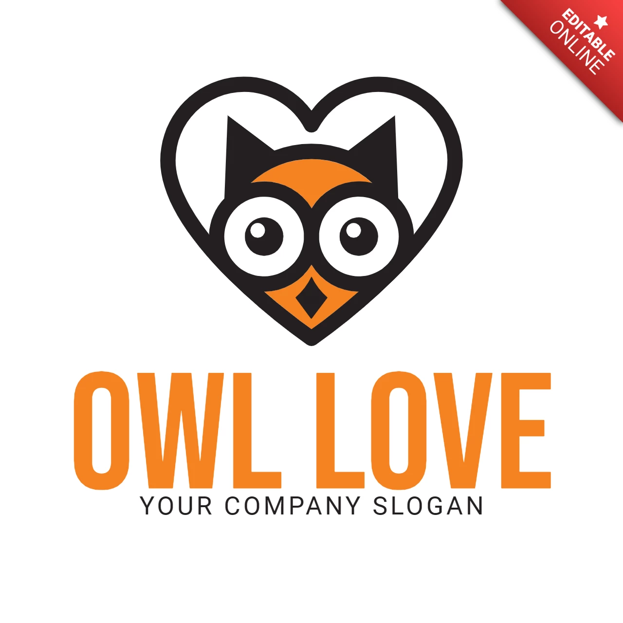 Modèle de logo pour l'amour des hiboux