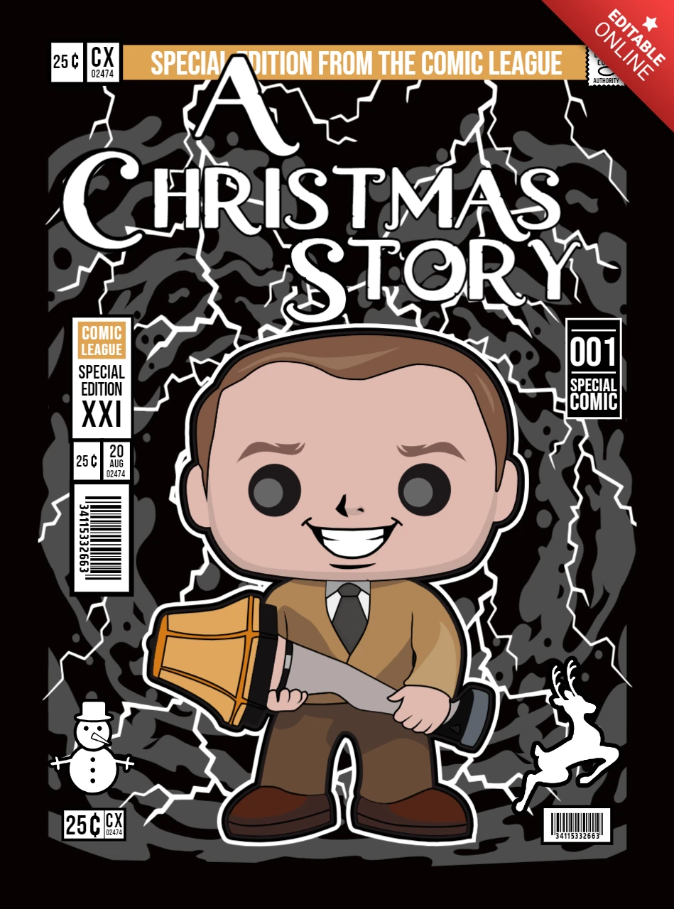 Una storia di Natale personaggio dei cartoni animati modello di copertina della rivista