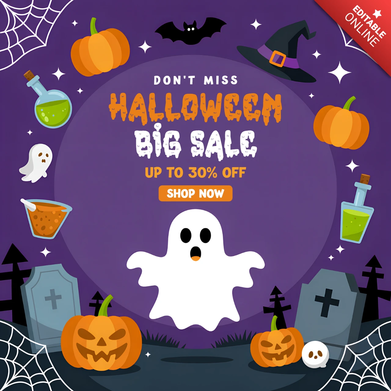 Playful Halloween Ghost Design Template for Promotional Flyers