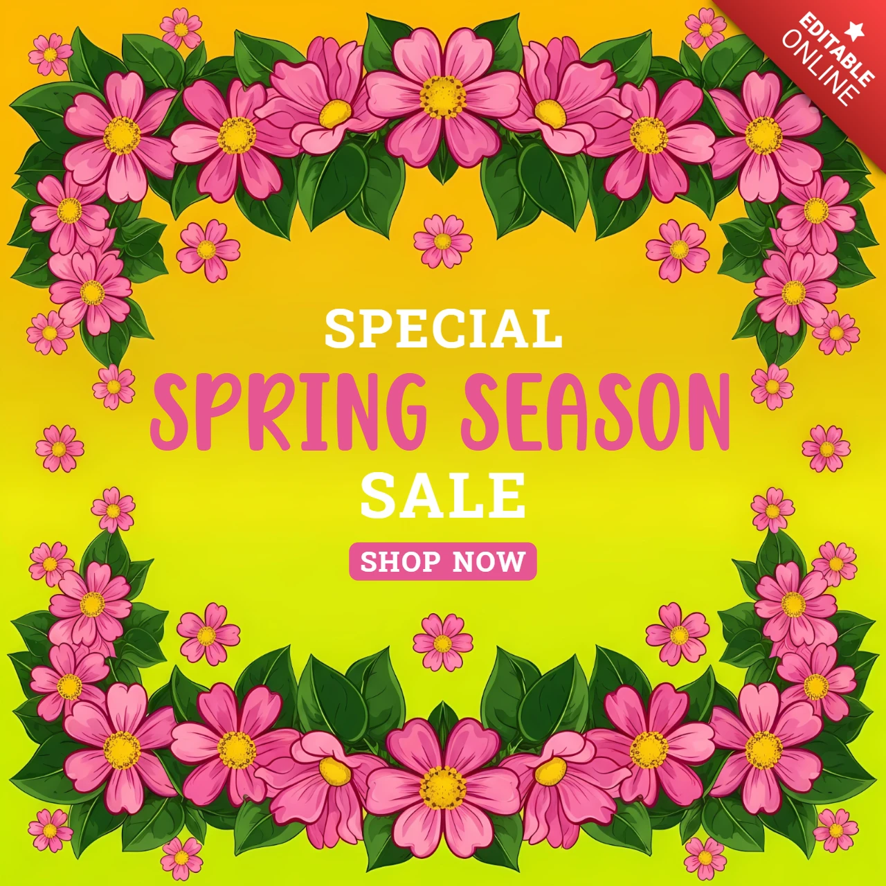 Floral Frühlingsverkaufsdesignvorlage für Werbeflyer