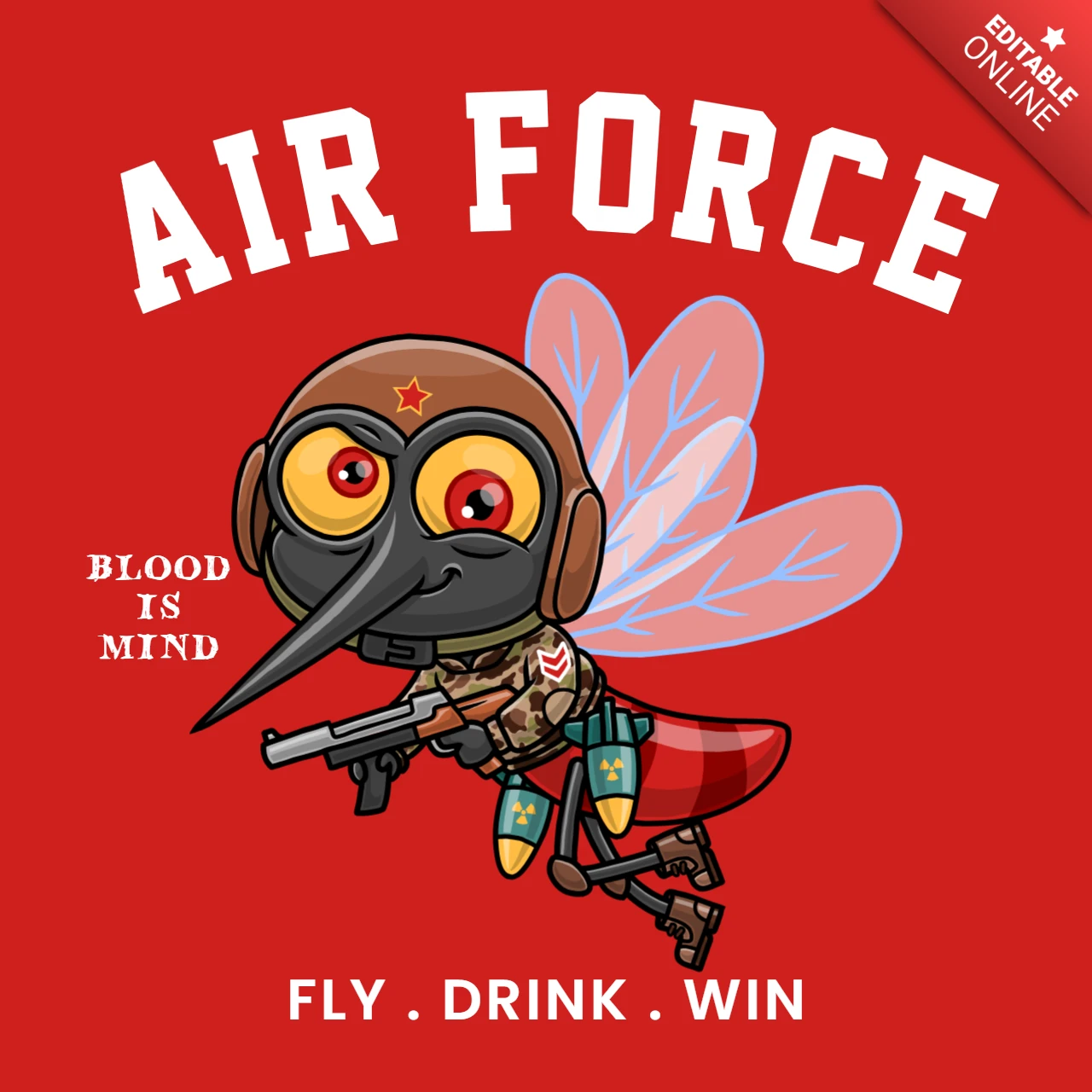 Air Force Mosquito Design For Funny Cartoonish Merch