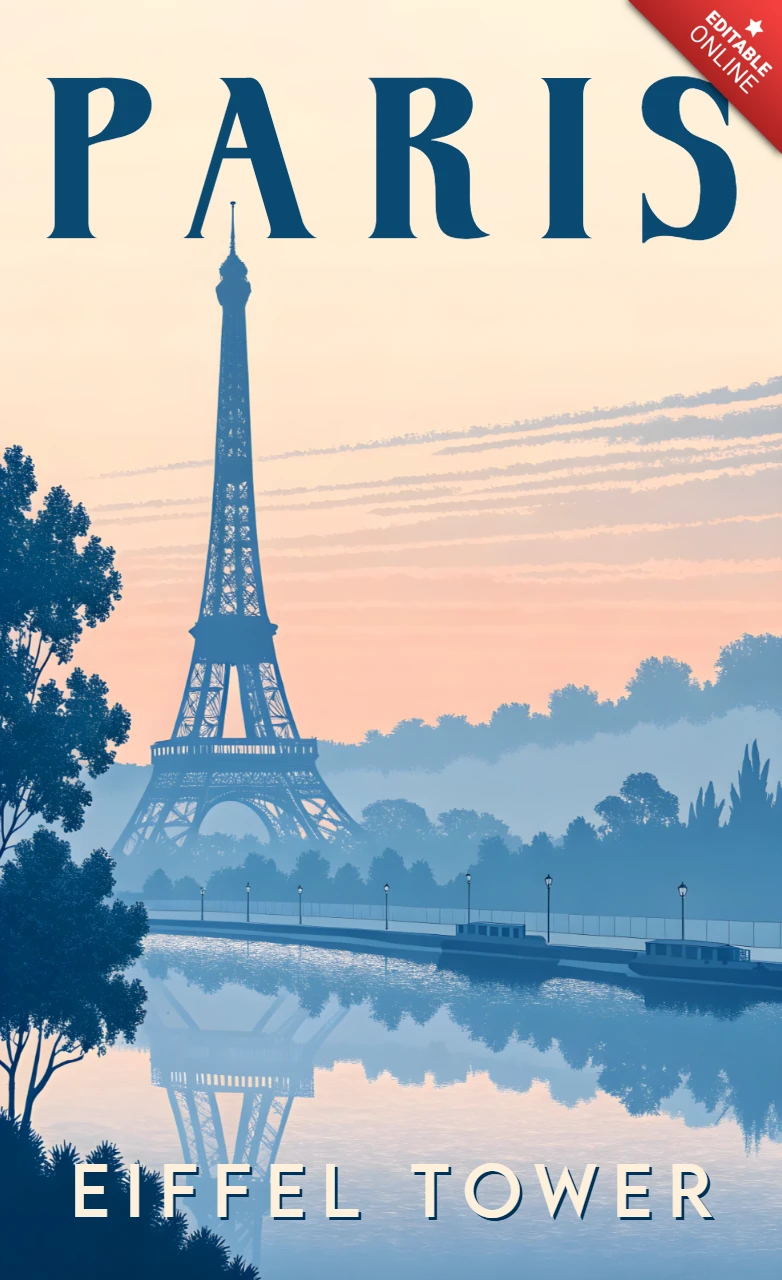 Modelo de design vintage de Paris com a Torre Eiffel para pôsteres