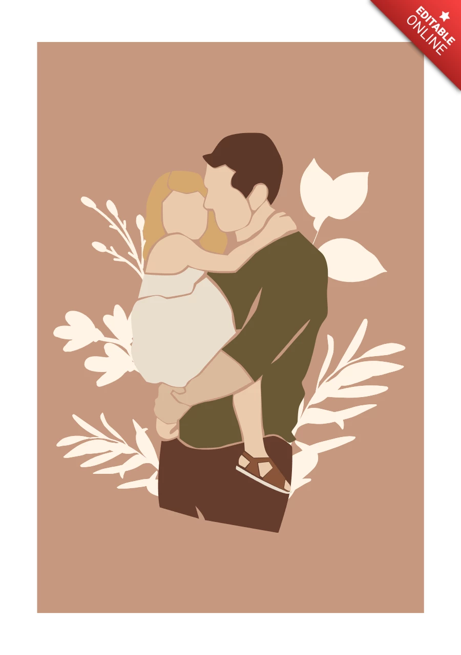 Poster estetico minimalista stampabile di padre e figlio