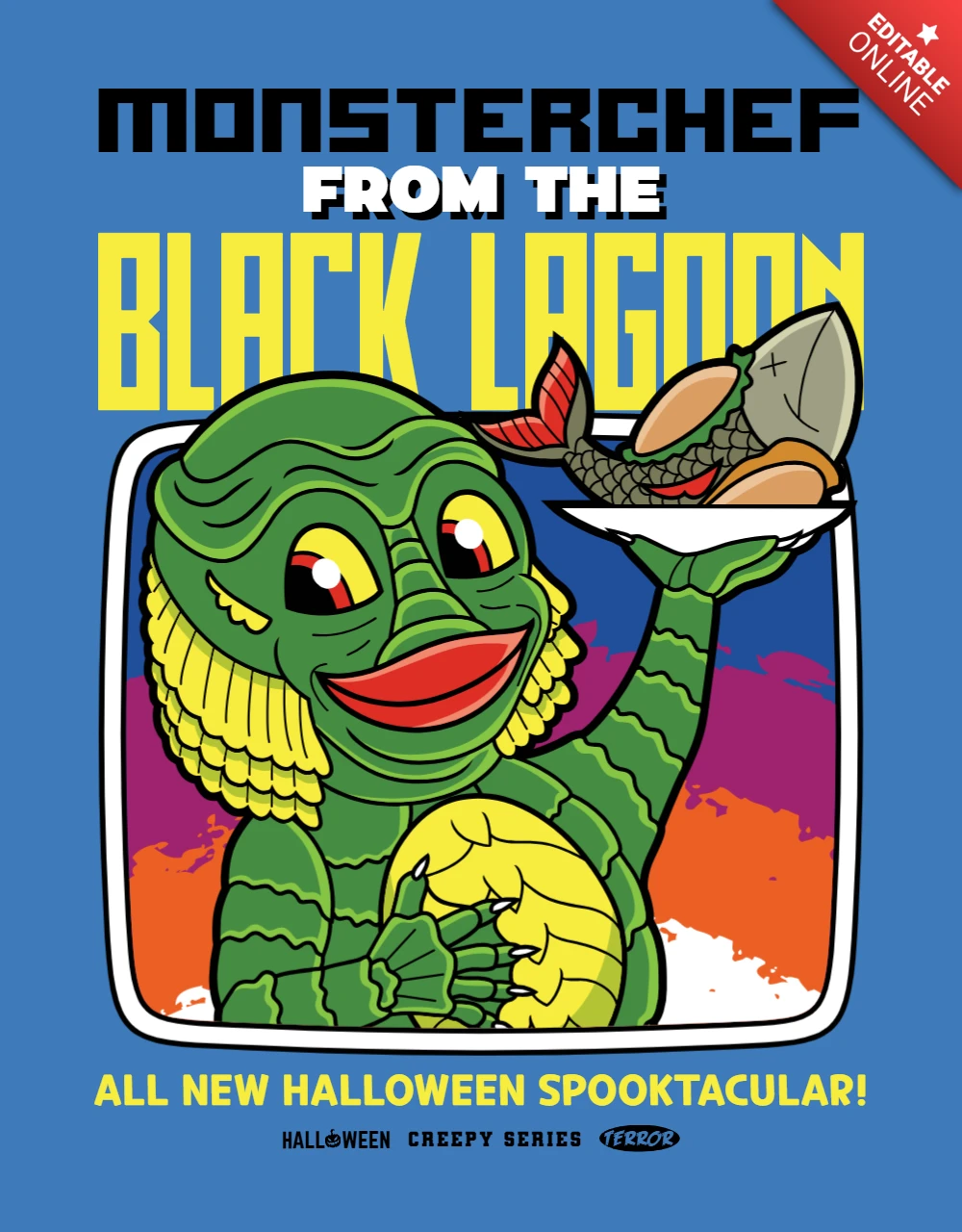 Die schwarze lagune horror cartoon Plakat Vorlage