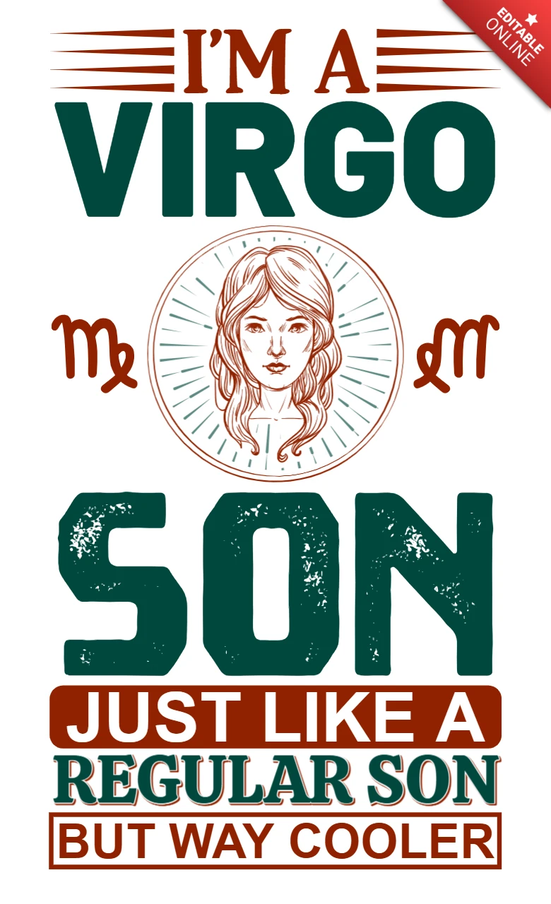 Vintage Typography Design Template: I'm a Virgo Son - Cool Astrology Graphic