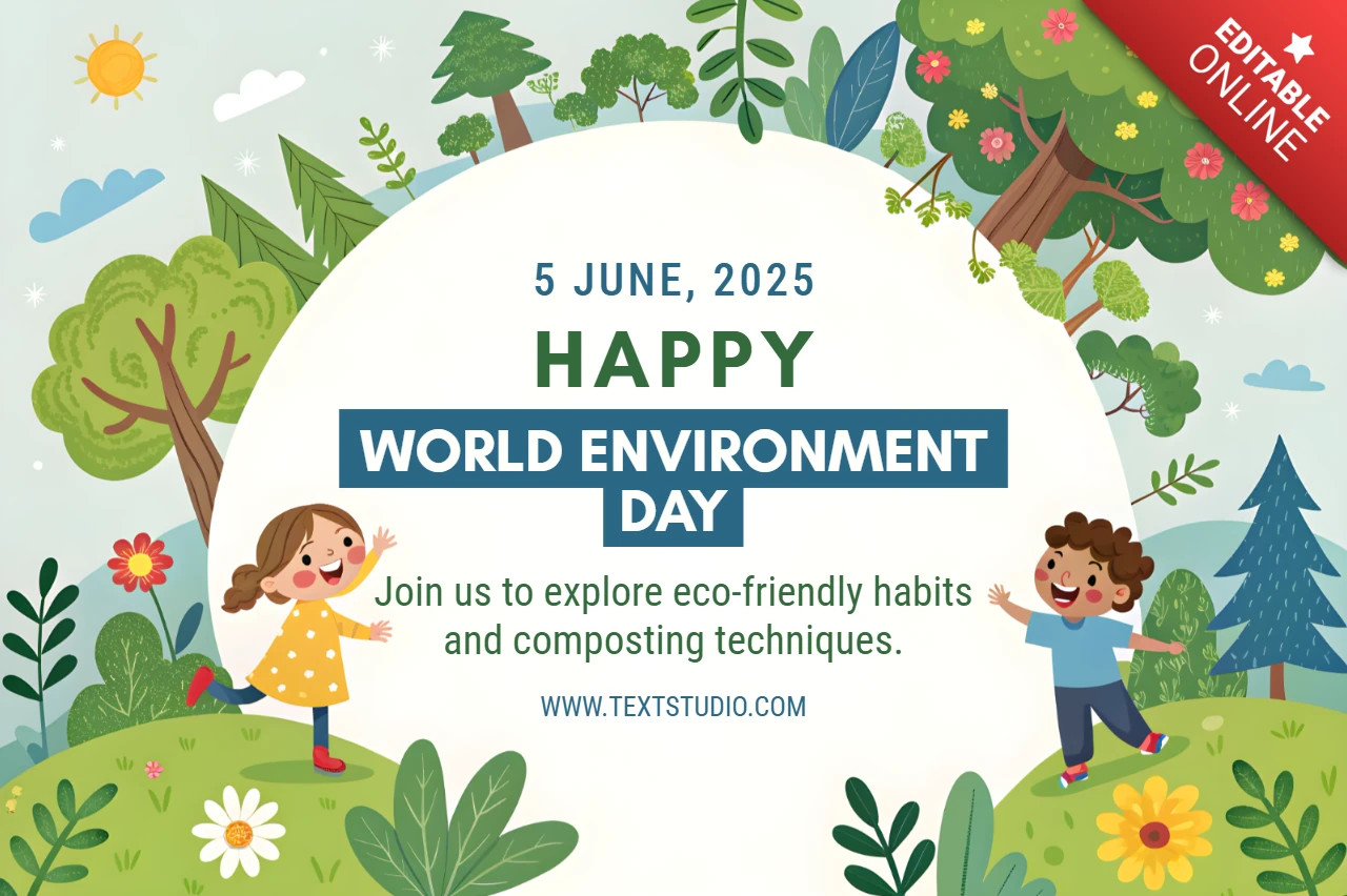 Plantilla educativa de diseño para la protección del medio ambiente para niños juguetones