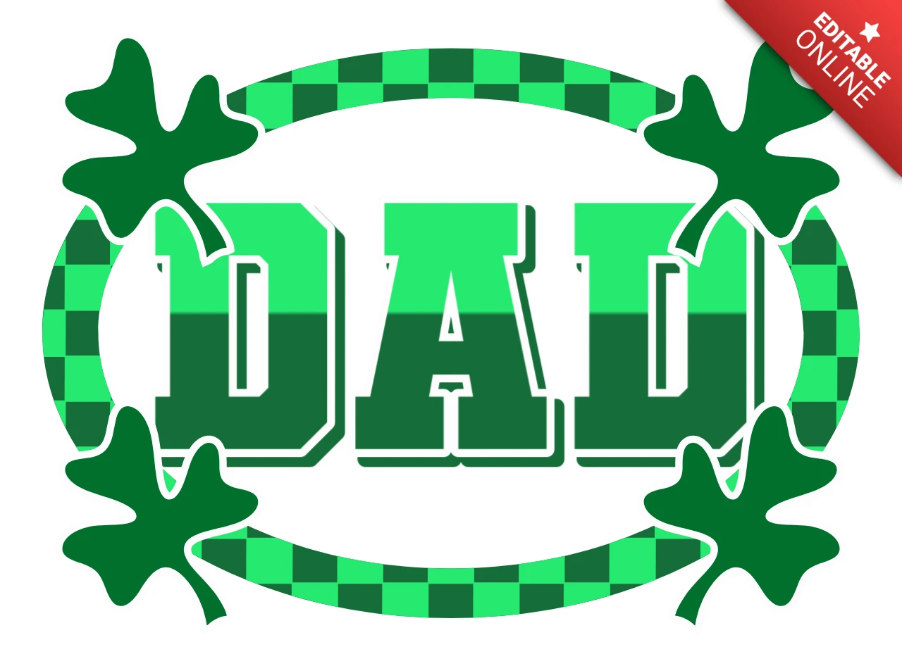 St. Patrick's Day Dad Design Template with Shamrocks for T-Shirt