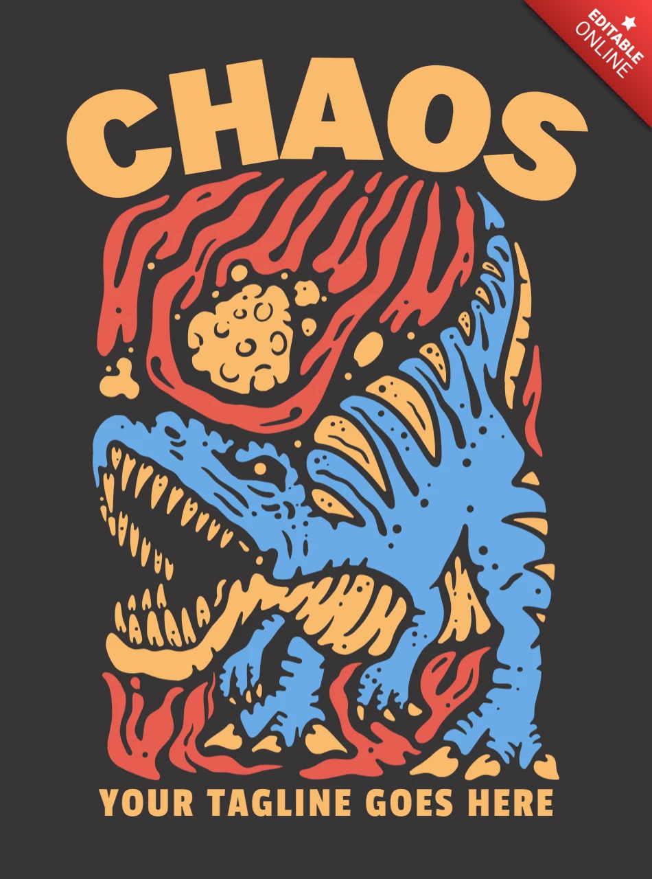 Chaos avec modèle de conception de t-shirt tyrannosaure
